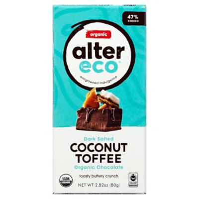 Alter Eco Dark Chocolate Organic Coconut Toffee 47% Cocoa - 2.82 Oz