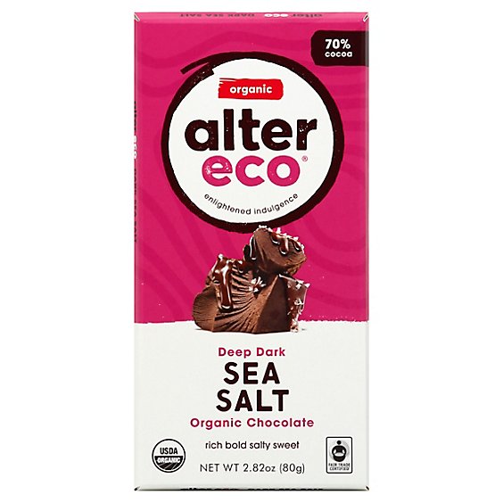 Alter Eco Chocolate Organic Deep Dark Sea Salt 70% Cocoa - 2.82 Oz