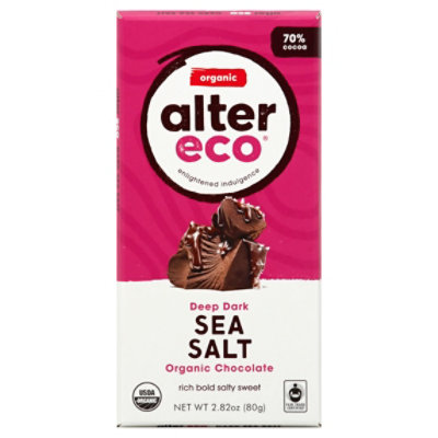 Alter Eco Chocolate Organic Deep Dark Sea Salt 70% Cocoa - 2.82 Oz