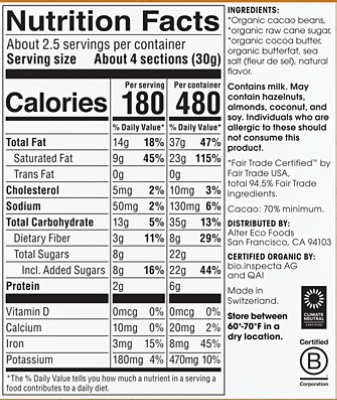 Alter Eco Chocolate Organic Dark Salted Brown Butter 70% Cocoa - 2.82 Oz - Image 2