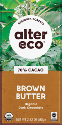 Alter Eco Chocolate Organic Dark Salted Brown Butter 70% Cocoa - 2.82 Oz