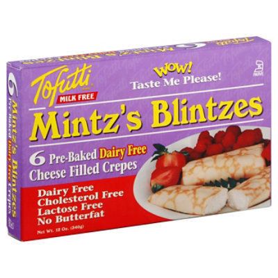 Tofutti Mintzs Blintzes Crepes Pre-Baked Dairy Free Cheese Filled - 6 Count