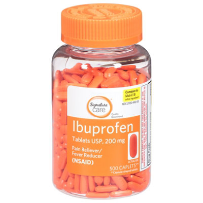 Signature Care Ibuprofen Pain Reliever Fever Reducer 200mg NSAID Caplet Orange - 500 Count