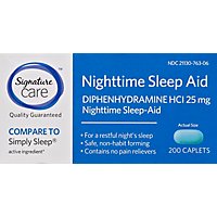 Signature Care Nighttime Sleep Aid Diphenhydramine HCl 25mg Caplet - 200 Count - Image 2