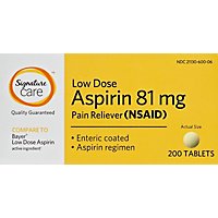 Signature Care Aspirin Pain Relief 81mg NSAID Low Dose Enteric Coated Tablet - 200 Count - Image 2
