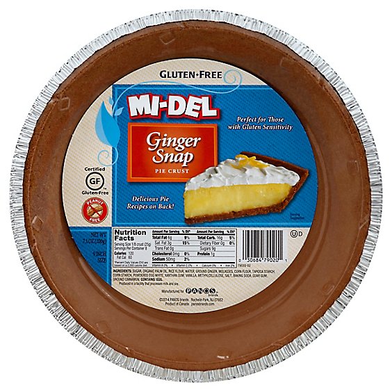 MI-DEL Pie Crust Gluten Free Ginger Snap - 7.1 Oz