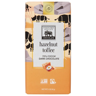 Endangered Species Chocolate Bar Dark Chocolate Hazelnut Toffee Rhino 72% Cocoa - 3 Oz - Image 3