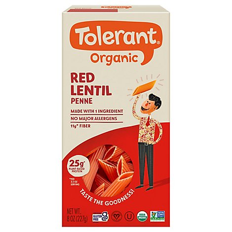 Tolerant Pasta Red Lentil Penne - 8 Oz