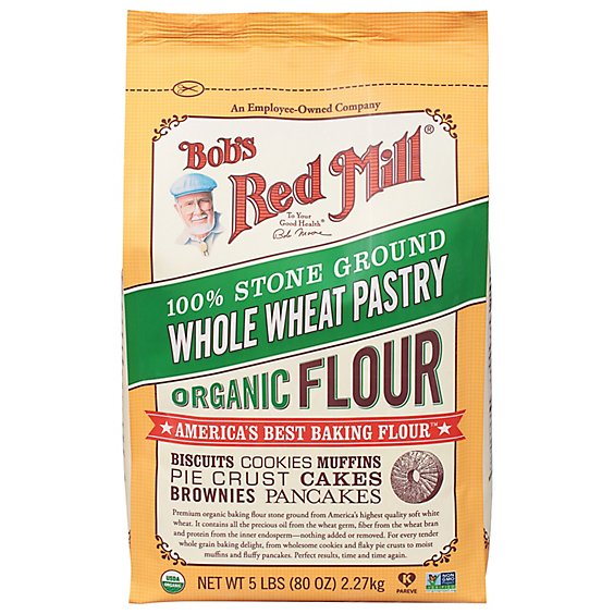 Bob's Red Mill Organic Stone Ground Whole Wheat Pastry Flour - 5 Lb