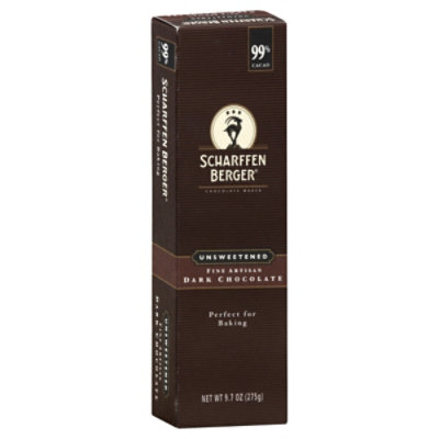 Scharffen Berger Unsweetened Fine Artisan Dark Chocolate – 9.7 Oz. - Image 1