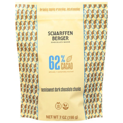 SCHARFFEN BERGER Baking Chunks Fine Artisan Dark Chocolate Semisweet - 6 Oz