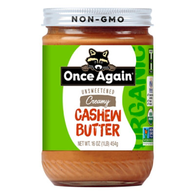 Once Again Cashew Butter Spread Creamy Unsweetend & Salt Free Organic - 16 Oz - Image 1