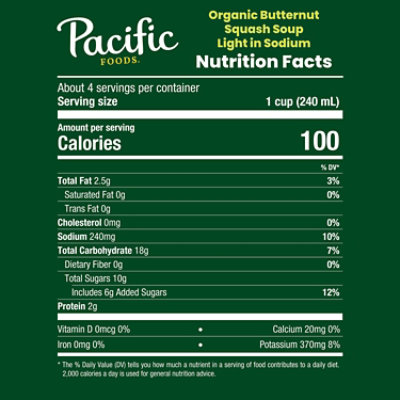 Pacific Foods Light in Sodium Organic Butternut Squash Soup - 32 Fl. Oz. - Image 4