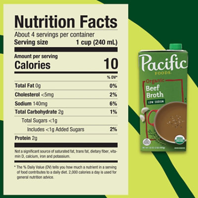 Pacific Foods Low Sodium Organic Beef Broth - 32 Oz - Image 2