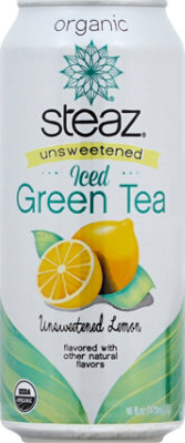 steaz Iced Green Tea Organic Unsweetened Lemon - 16 Fl. Oz. - Image 2