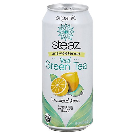 steaz Iced Green Tea Organic Unsweetened Lemon - 16 Fl. Oz.