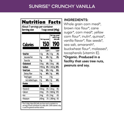 Nature's Path Organic Sunrise Crunchy Vanilla Gluten Free Breakfast Cereal - 10.6 Oz - Image 3