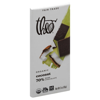 Theo Chocolate Bar Organic 70% Dark Chocolate Coconut - 3.0 Oz