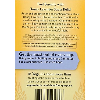 Yogi Herbal Supplement Tea Stress Relief Honey Lavender 16 Count - 1.02 Oz - Image 5