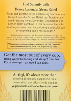 Yogi Herbal Supplement Tea Stress Relief Honey Lavender 16 Count - 1.02 Oz - Image 6