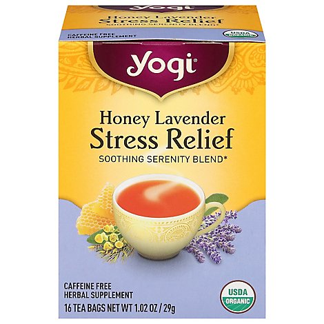Yogi Herbal Supplement Tea Stress Relief Honey Lavender 16 Count - 1.02 Oz