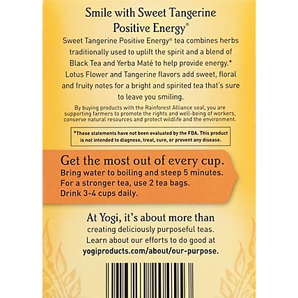 Yogi Herbal Supplement Tea Positive Energy Sweet Tangerine 16 Count - 1.02 Oz - Image 5
