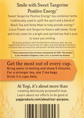 Yogi Herbal Supplement Tea Positive Energy Sweet Tangerine 16 Count - 1.02 Oz - Image 6