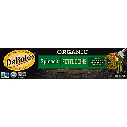 DeBoles Pasta Organic Fettuccine Spinach Box - 8 Oz - Image 2