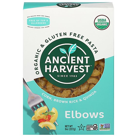 Ancient Harvest Supergrain Pasta Organic Gluten Free Quinoa Elbows Box - 8 Oz