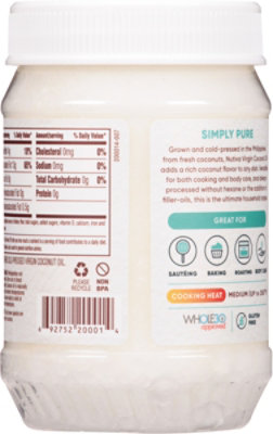 Nutiva Organic Superfood Coconnut Oil Virgin Jar - 15 Fl. Oz. - Image 6
