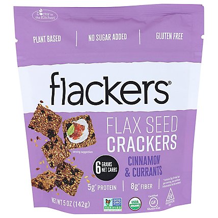 Doctor In The Kitchen Flackers Crackers Flax Seed Cinnamon & Currants - 5 Oz - Image 2