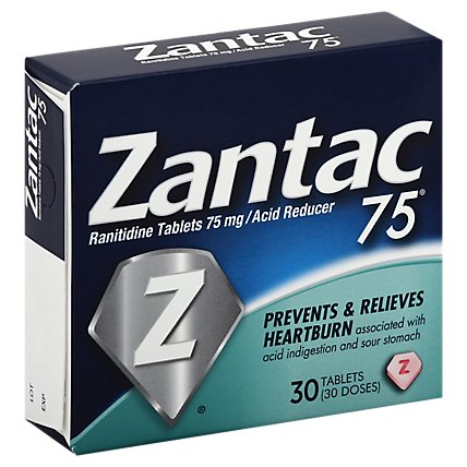 Zantac 75 Acid Reducer Regular Strength 75 mg Tablets - 30 Count - Image 1