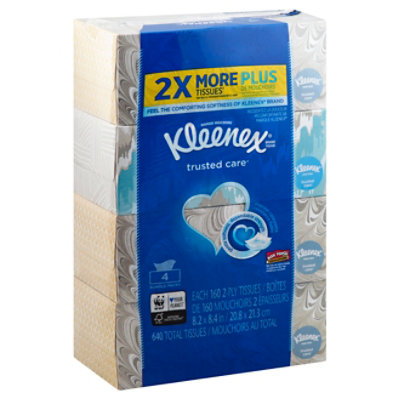 Kleenex Facial Tissue 2-Ply White Trusted Care Bundle Pack - 4-160 Count