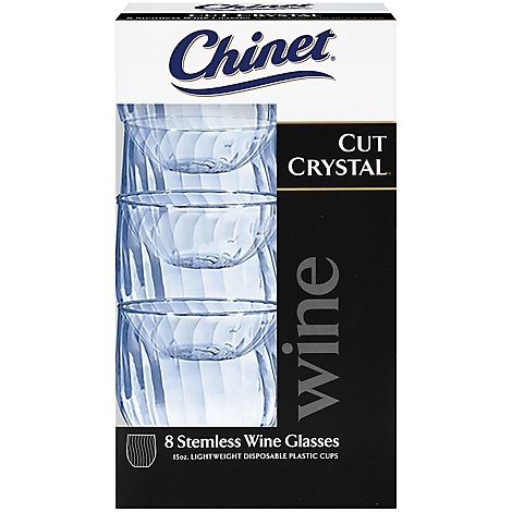 Chinet Stemless Wine Glass Cut Crystal - 8 Count
