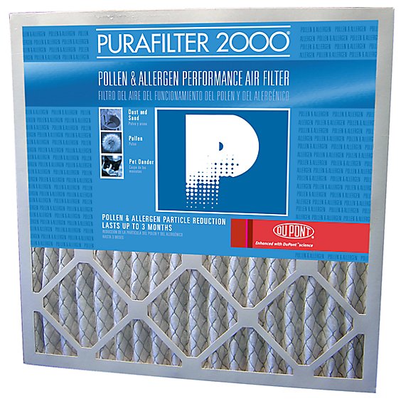 PuraFilter 2000 Air Filter Merv 8 16 x 25 x 1 - Each