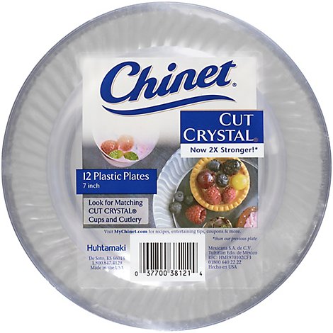 Chinet Plates Plastic 7 Inch Cut Crystal Wrapper - 12 Count