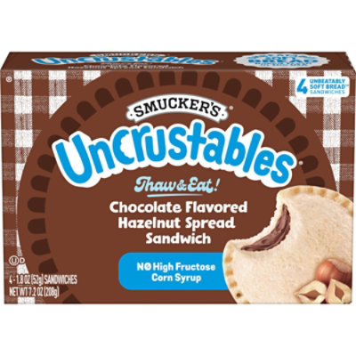 Smuckers Uncrustables Sandwich Chocolate Flavored Hazelnut Spread 4 Count - 7.2 Oz - Image 1