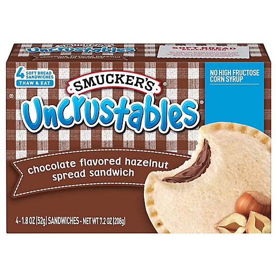 Smuckers Uncrustables Sandwich Chocolate Flavored Hazelnut Spread 4 Count - 7.2 Oz