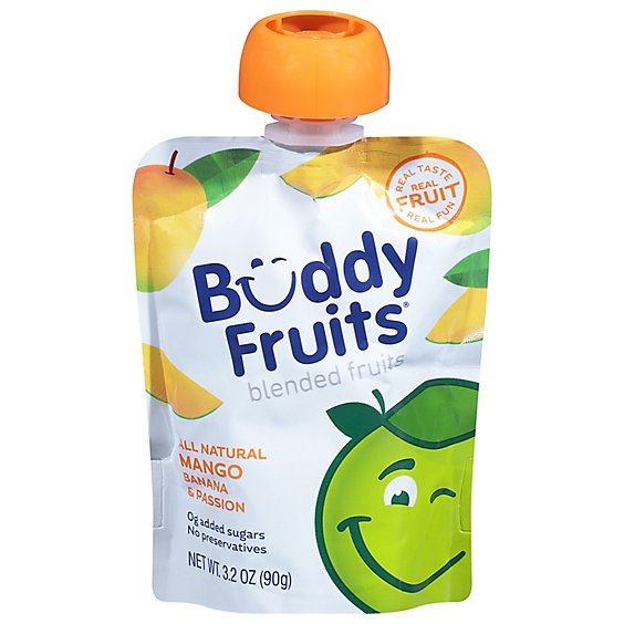 Buddy Fruits Original Pure Blended Fruit Banana Passion & Mango - 3.2 Fl. Oz.