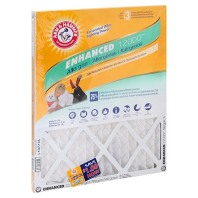 ARM & HAMMER Air Filter Enhanced 12000 Filter Air Allergen 16 X 20 X 1 Inch - Each - Image 1