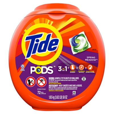 Tide PODS Liquid Laundry Detergent Pacs Spring Meadow - 72 Count 