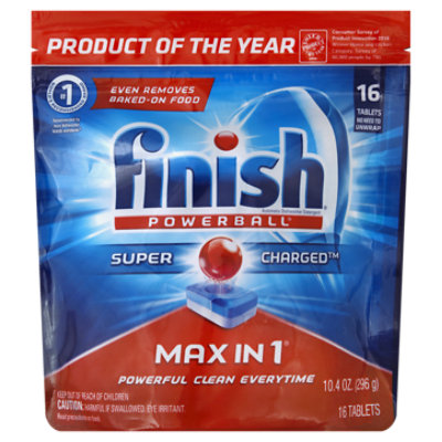Finish Dishwasher Detergent Powerball Max In 1 Wrap Free Tablets 16