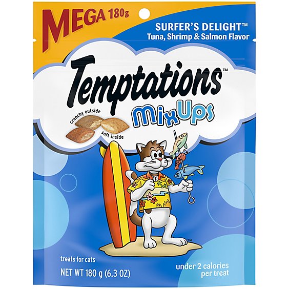 Temptations Mixups Crunchy and Soft Surfers Delight Cat Treats - 6.3 Oz