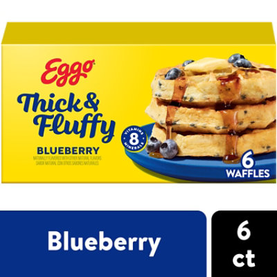 Eggo Thick and Fluffy Frozen Waffles Blueberry Belgian Style 6 Count - 11.6 Oz - Image 1