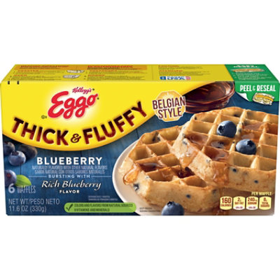 Eggo Thick And Fluffy Frozen Waffles Breakfast Blueberry 6 Count 11 6 Oz Vons
