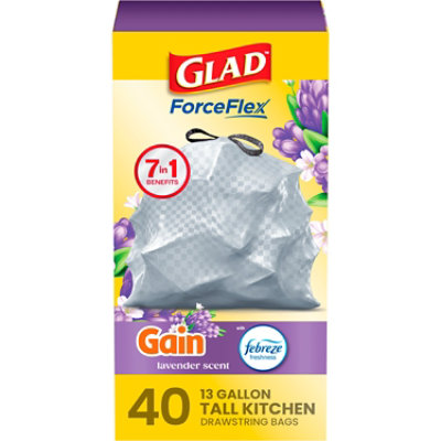 Glad Forceflex Tall Kitchen Trash Bags Gain Lavender With Febreze