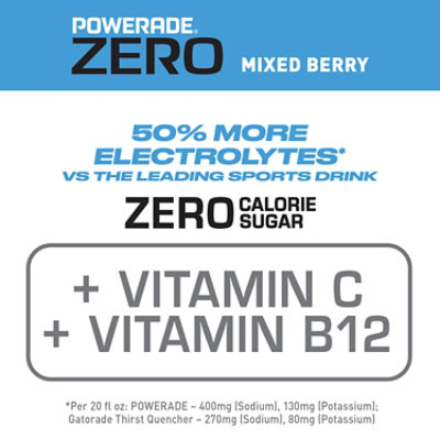 POWERADE Sports Drink Electrolyte Enhanced Zero Sugar Mixed Berry - 8-20 Fl. Oz. - Image 4