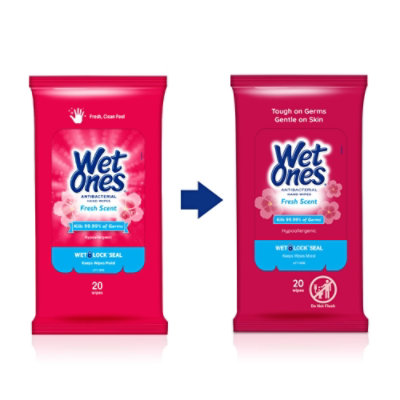 Wet Ones Fresh Scent Antibacterial Hand Wipes Travel Pack  - 20  Count - Image 2