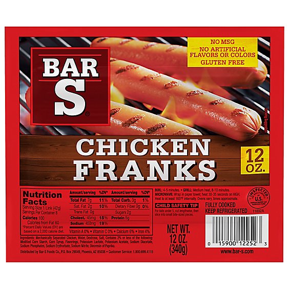 Bar-S Franks Chicken - 12 Oz