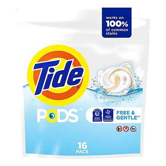 Tide PODS Free & Gentle Liquid Laundry Detergent Pacs - 16 Count